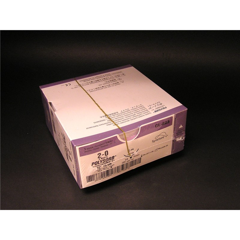 Suture 2/0 Polysorb 30&quot; (C-14) 30mm 3/8&quot; Circle Reverse Cutting 36ct