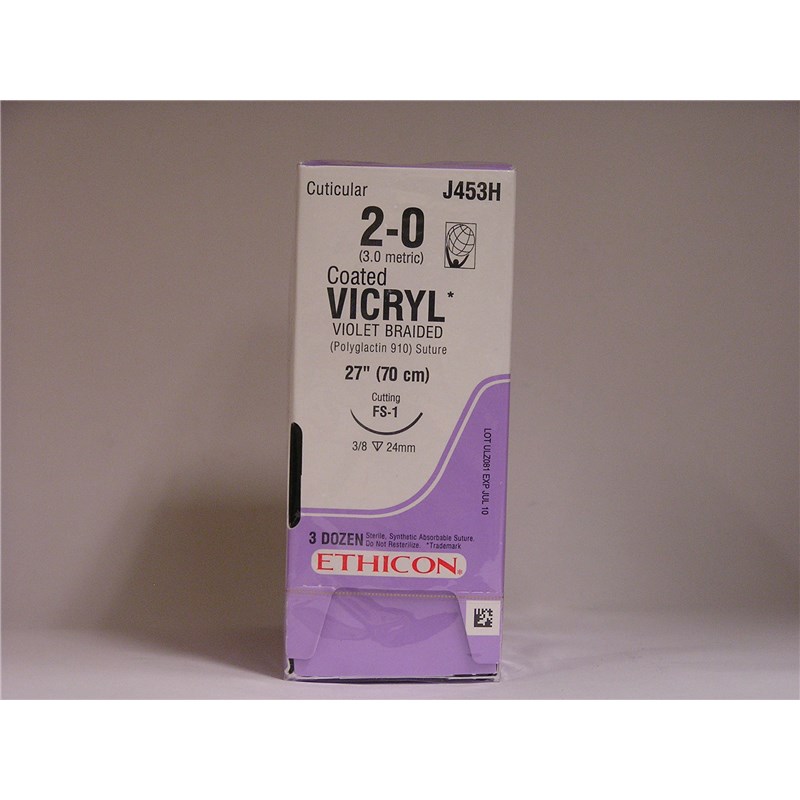 Suture 2/0 Vicryl 27&quot;  (FS-1) 24mm 3/8&quot; Circle Reverse Cutting 36ct