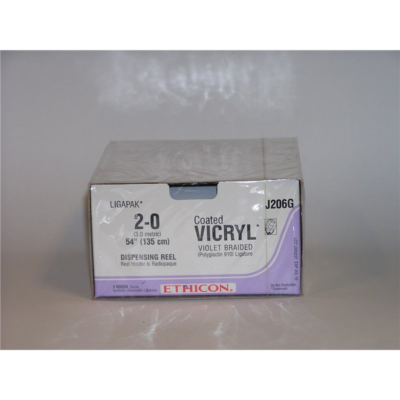 Suture 2/0 Vicryl 54&quot; Violet (No Needle) Ligapak  12ct