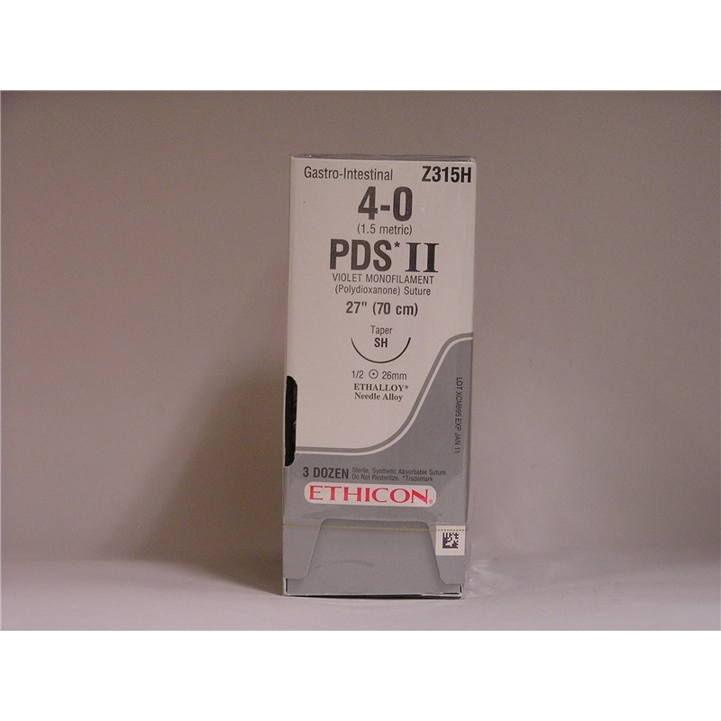 Suture 4/0 PDS II27&quot; Violet (SH) 26mm 1/2&quot; Circle Taper Point 36ct