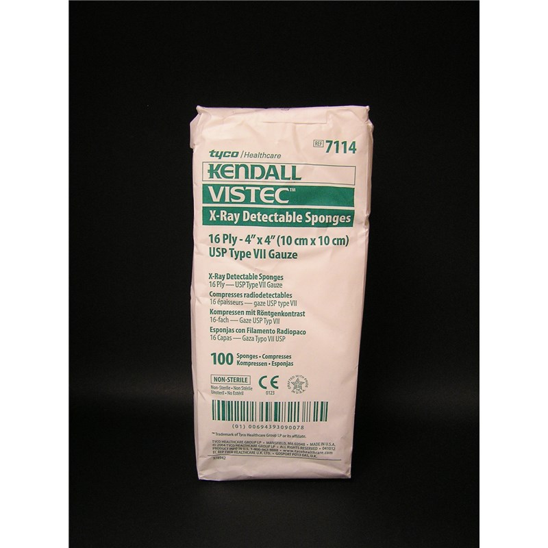 Vistec Sponge 4&quot; X 4&quot; 100ct 16 Ply Xray detectable