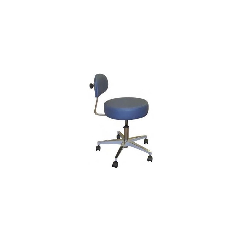 Stool with Back Rest Large Seat/Base 5 Leg Chrome Base