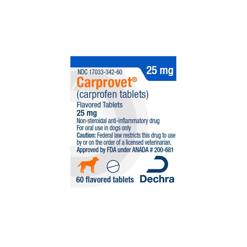 Carprovet Flavored Tabs 25mg 60ct  Dechra Label