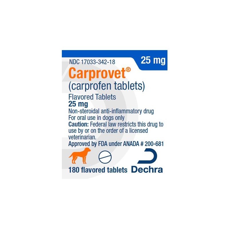 Carprovet Flavored Tabs 25mg 180ct Dechra Label