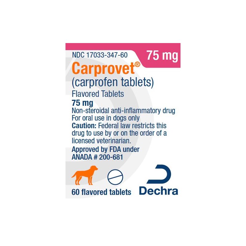 Carprovet Flavored Tabs 75mg 60ct Dechra Label