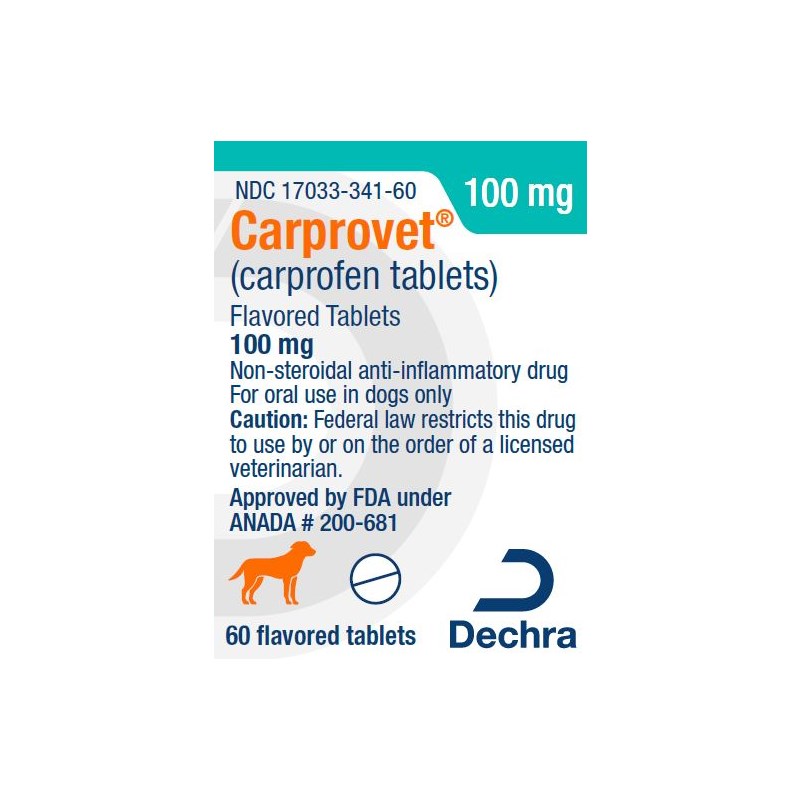 Carprovet Flavored Tabs 100mg 60ct Dechra Label