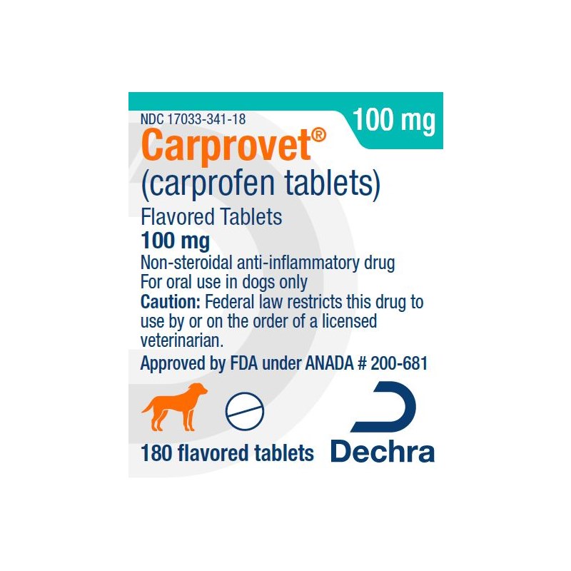 Carprovet Flavored Tabs 100mg 180ct Dechra Label