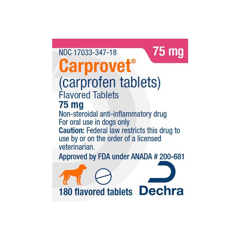 Carprovet Flavored Tabs 75mg 180ct Dechra Label