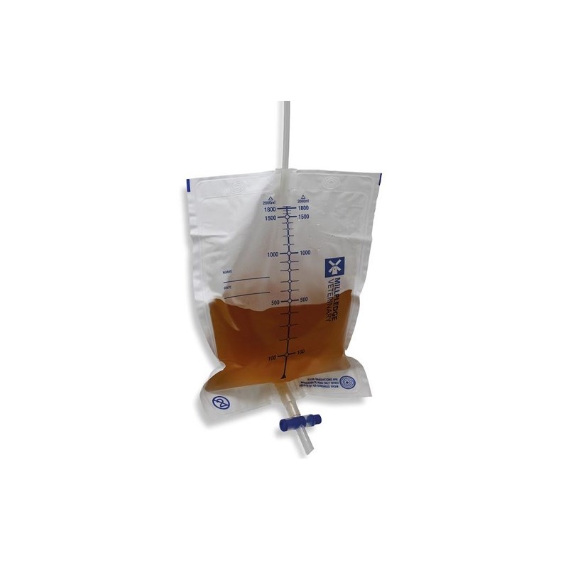 Urine / Fluid Collection Bag 2 Liter with extension &amp; swivel