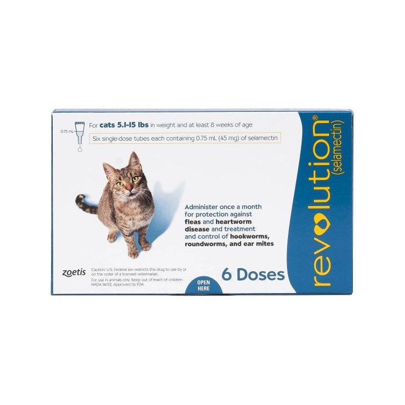 Revolution Topical Feline 5.1 - 15 lbs Blue 5 x 6 ct