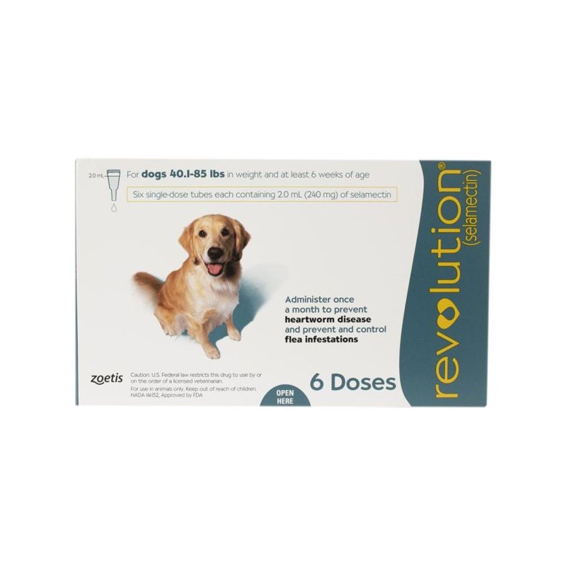 Revolution Topical Canine 40.1 - 85 lbs Teal 5 x 6 ct