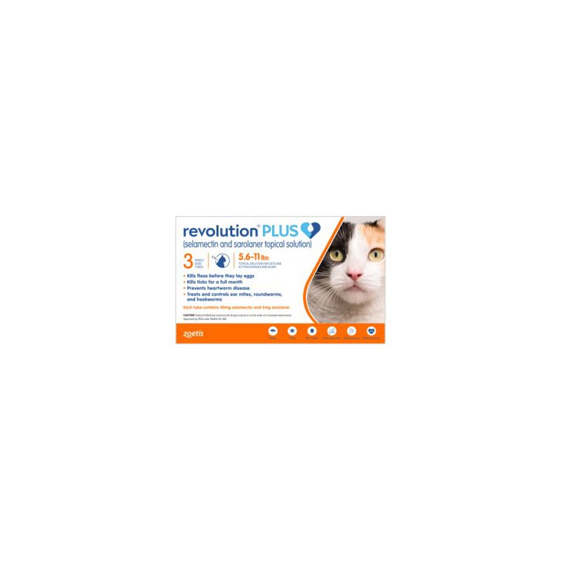 Revolution Plus Topical Feline 5.6 - 11 lbs Orange 5 x 3 ct