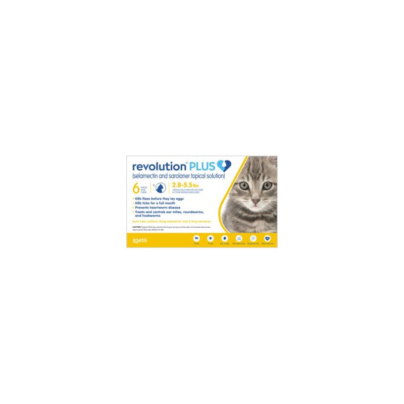 Revolution Plus Topical Feline 2.8 - 5.5 lbs Yellow 5 x 6 ct