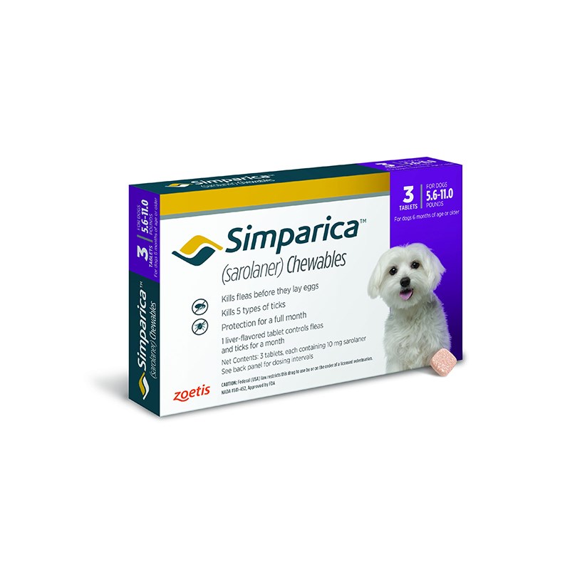 Simparica Tablets 10 mg Canine 5.6 - 11 lbs Purple 10 x 3 ct