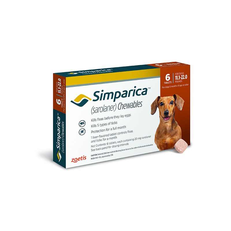 Simparica Tablets 20 mg Canine 11.1 - 22 lbs Orange 10 x 6 ct