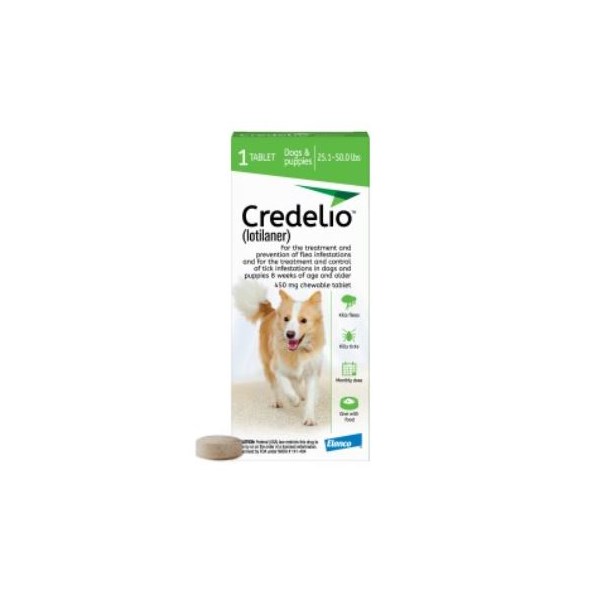 Credelio Chew Tabs 25.1-50lbs Green 1 Dose 16/Box