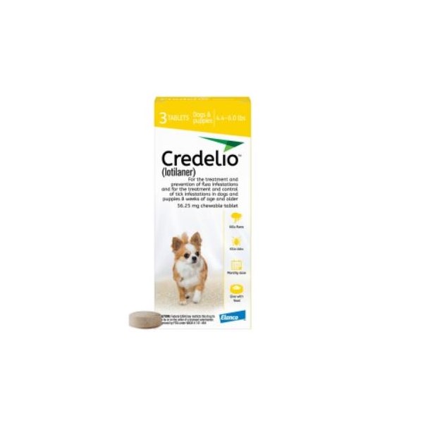 Credelio Chew Tabs 4.4-6lbs Yellow 3 dose 16/bx