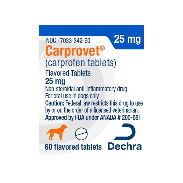 Carprovet Flavored Tabs 25mg 60ct  Dechra Label