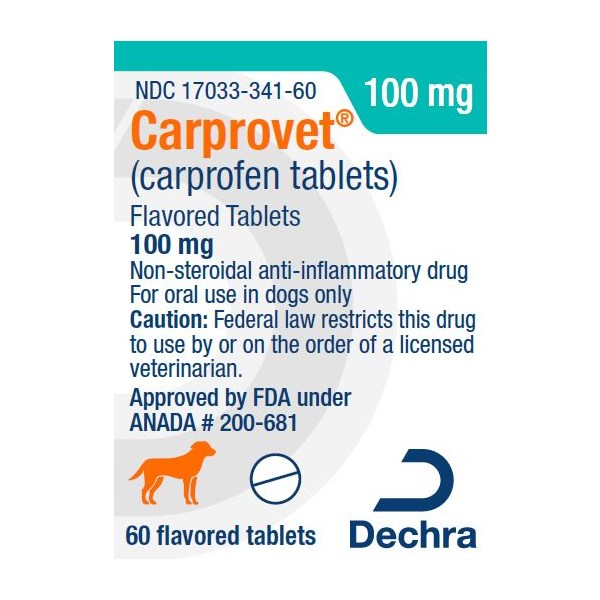 Carprovet Flavored Tabs 100mg 60ct Dechra Label