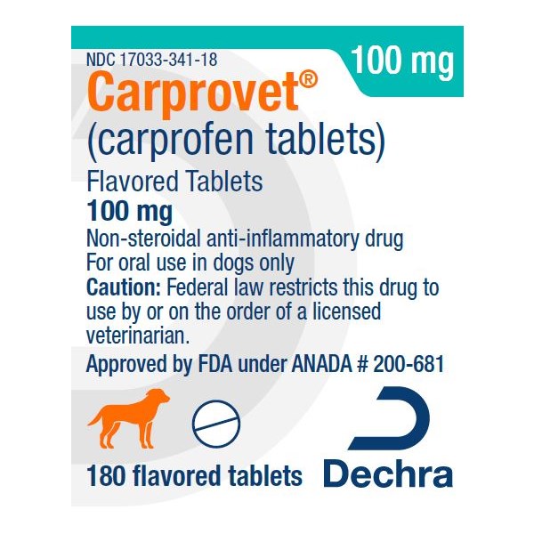 Carprovet Flavored Tabs 100mg 180ct Dechra Label