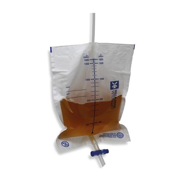 Urine / Fluid Collection Bag 2 Liter with extension &amp; swivel