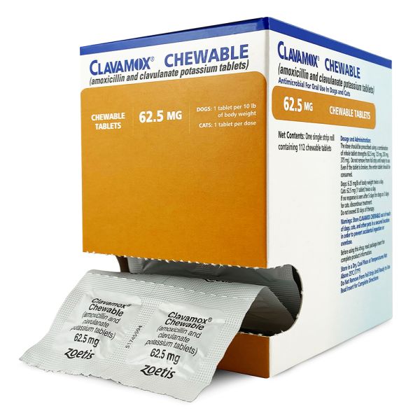 Clavamox Chewable 62.5 mg 112 ct Roll