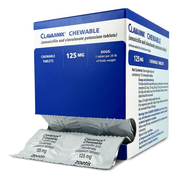 Clavamox Chewable 125 mg 112 ct Roll