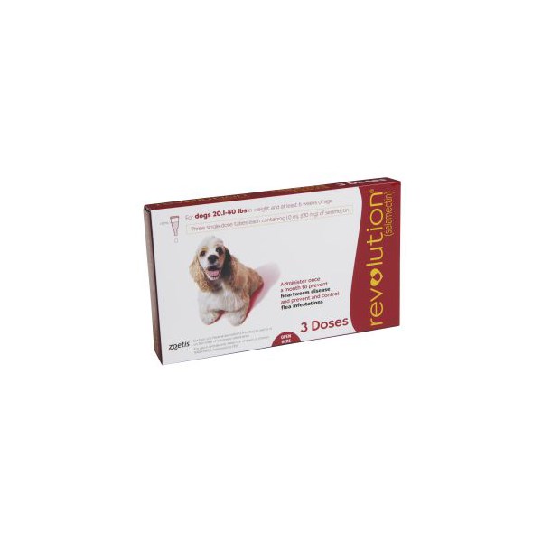 Revolution Topical Canine 20.1 - 40 lbs Red 5 x 3 ct