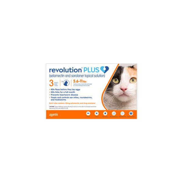 Revolution Plus Topical Feline 5.6 - 11 lbs Orange 5 x 3 ct