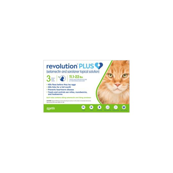 Revolution Plus Topical Feline 11.1 - 22 lbs Green 5 x 3 ct