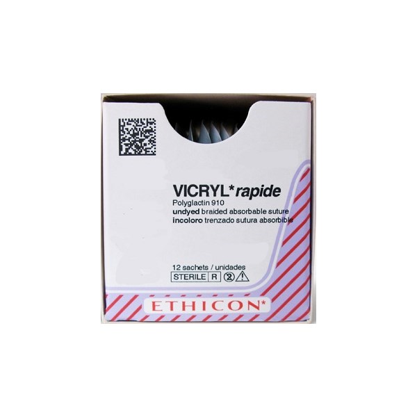 Suture 4/0 Vicryl Rapide 18&quot; (P-3) 13mm 3/8&quot; Circle Reverse Cutting 12ct