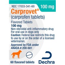 Carprovet Flavored Tabs 100mg 60ct Dechra Label