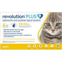 Revolution Plus Topical Feline 2.8 - 5.5 lbs Yellow 5 x 6 ct