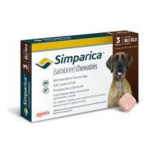 Simparica Tablets 120 mg Canine 88.1 - 132 lbs Brown 10 x 3 ct