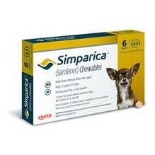 Simparica Tablets 5 mg Canine 2.8 - 5.5 lbs Yellow 10 x 6 ct