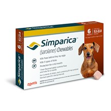 Simparica Tablets 20 mg Canine 11.1 - 22 lbs Orange 10 x 6 ct