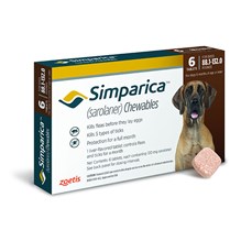 Simparica Tablets 120 mg Canine 88.1 - 132 lbs Brown 10 x 6 ct